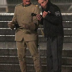 Ben Stiller y Robin Williams en el rodaje de 'Noche en el Museo 3'