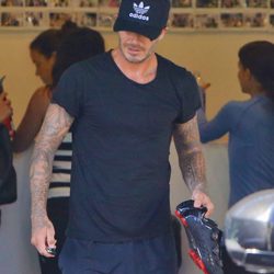 David Beckham saliendo del gimnasio SoulCycle de Los Angeles