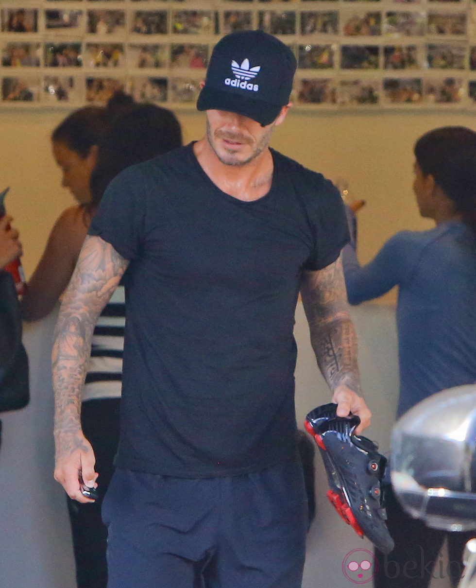 David Beckham saliendo del gimnasio SoulCycle de Los Angeles