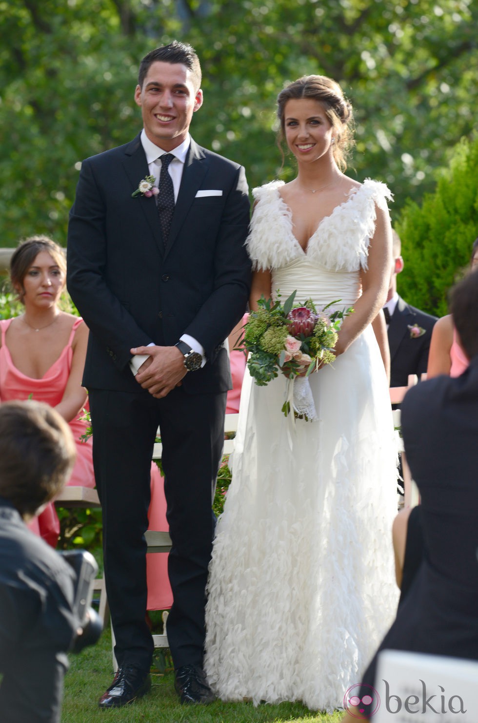 Aleix Espargaró y Laura Montero el día de su boda