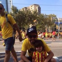 Gerard Piqué y Milan en la V de la Diada de Catalunya 2014