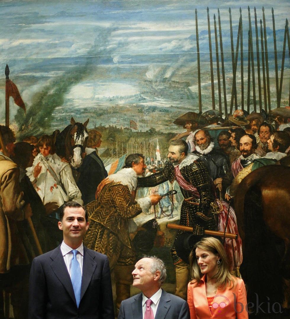 Los reyes Felipe y Letizia con el pintor Antonio López en el Museo del Prado
