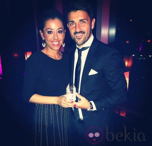 David Villa con su mujer Patricia González en la entrega de los Premios Vanidades 2014