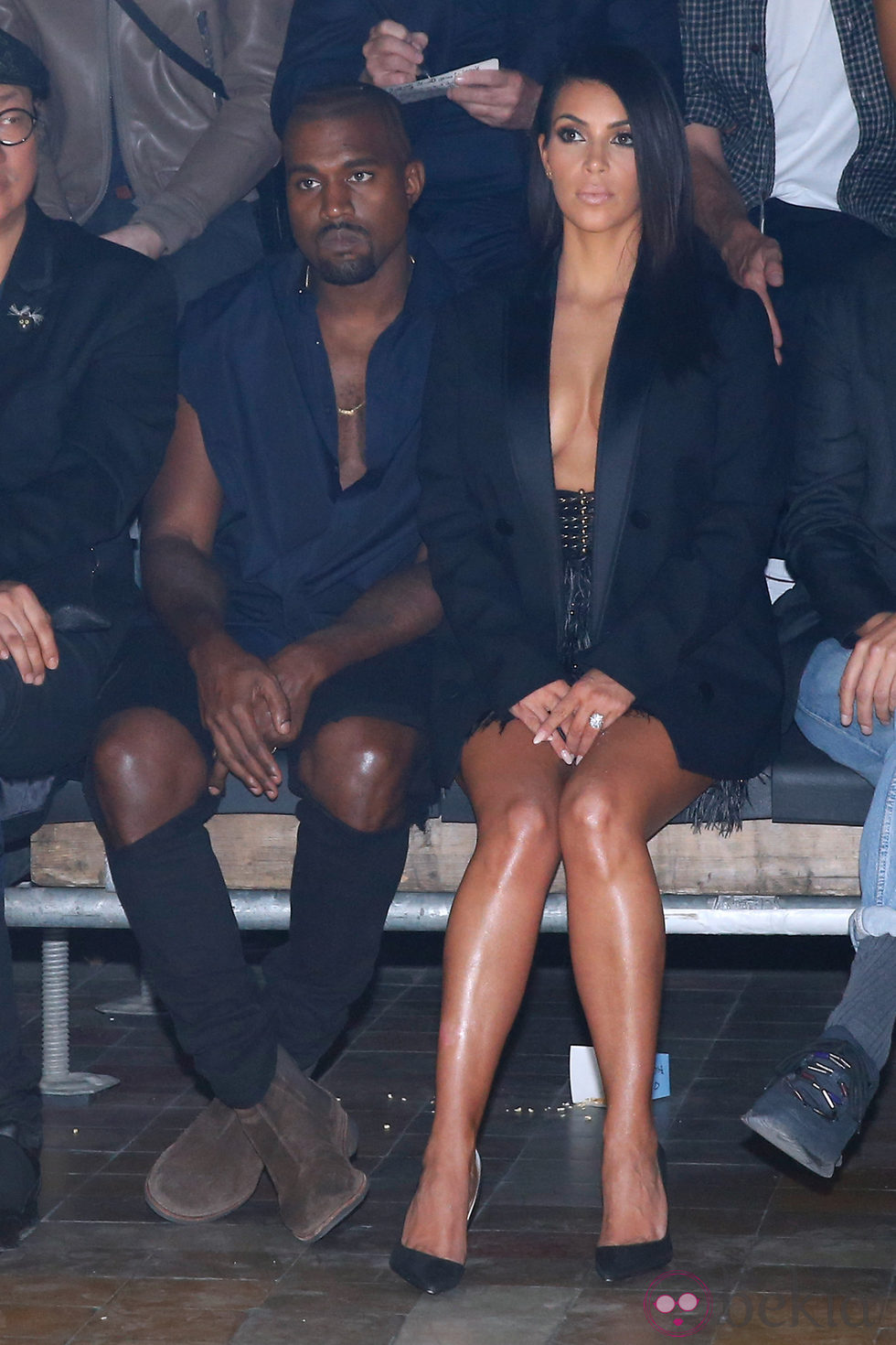 Kim Kardashian y Kanye West en el front row de Lanvin en la Paris Fashion Week primavera/verano 2015