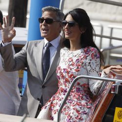 El recién casado George Clooney junto a Amal Alamuddin en Venecia