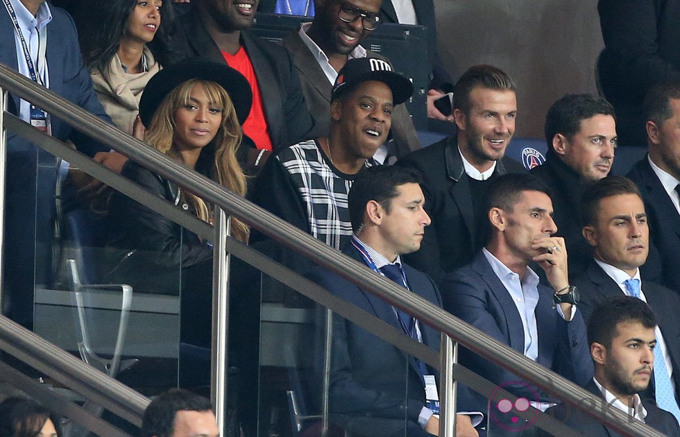 Beyoncé y Jay Z con David Beckham en París
