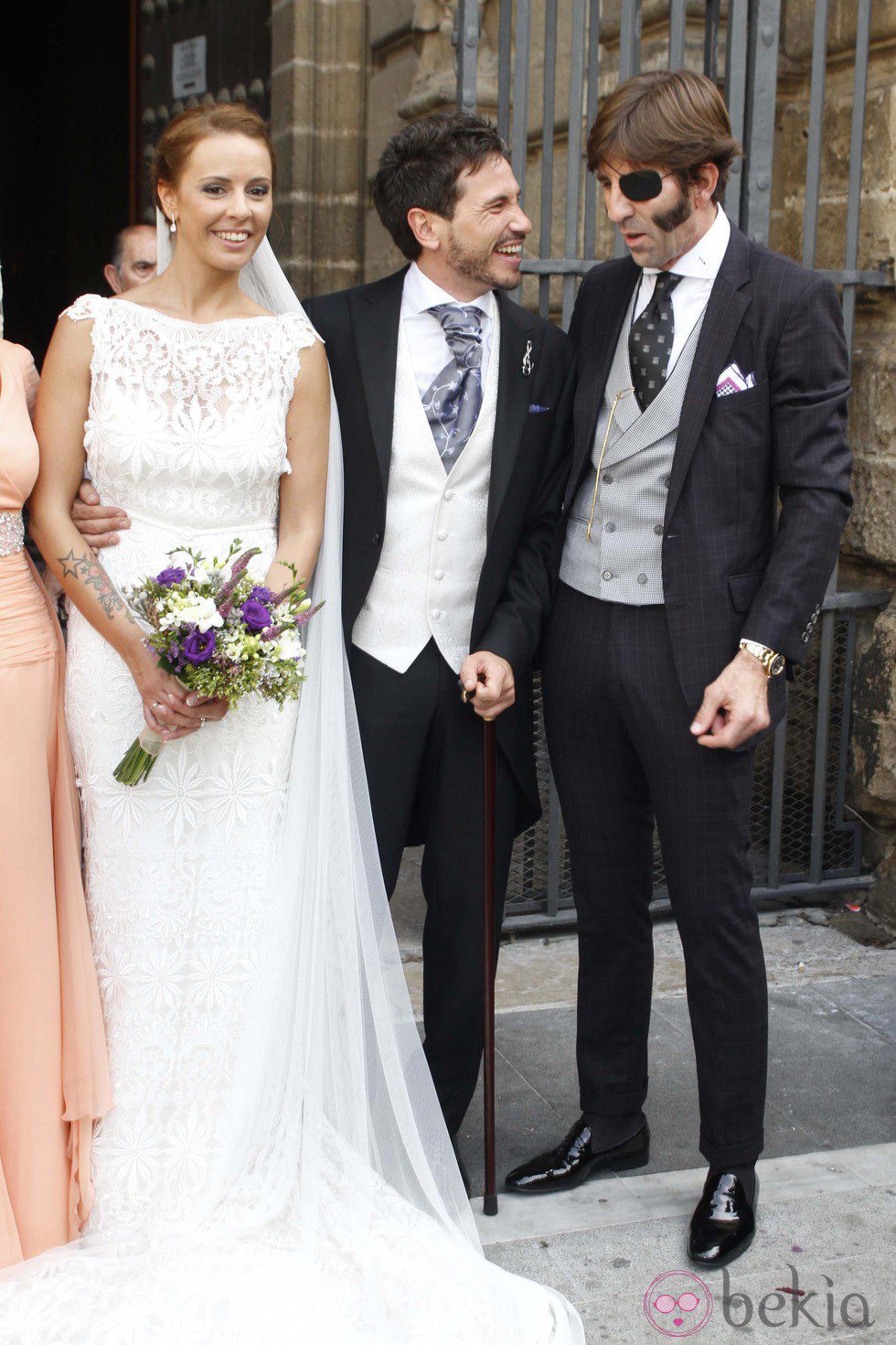 David de María y Lola Escobedo en su boda con Juan José Padilla