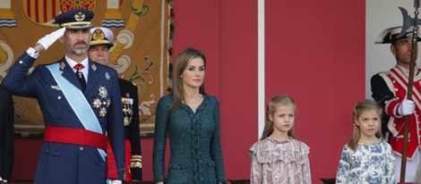 Los Reyes Felipe y Letizia, la Princesa Leonor y la Infanta Sofía en el Día de la Hispanidad 2014