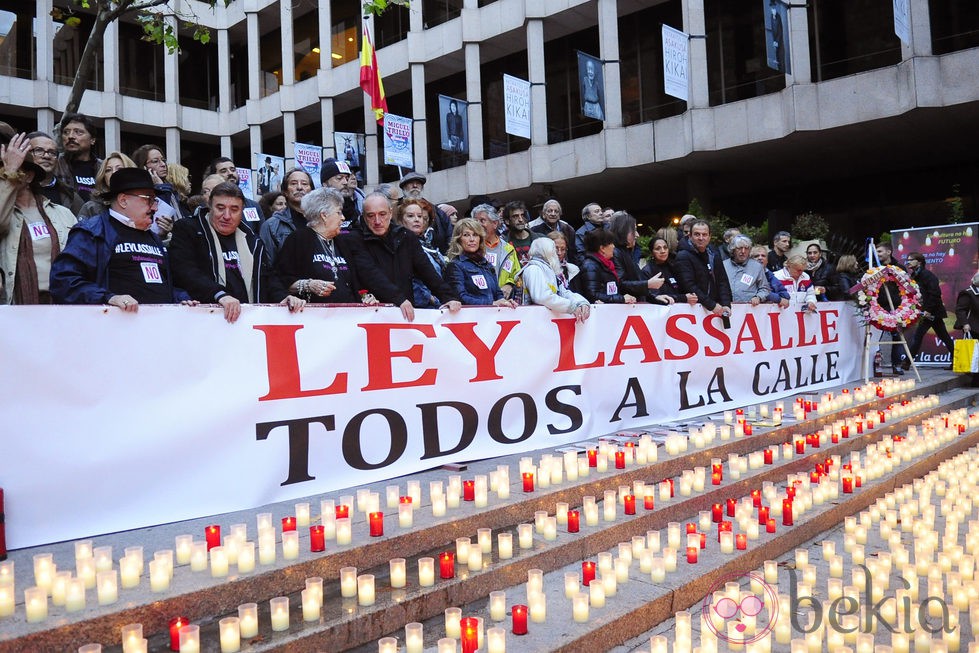 Moncho Borrajo, Pilar Bardem, Roberto Álvarez y Toni Antonio en la manifestación contra la Ley Lasalle