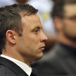 El atleta Oscar Pistorius el día de la sentencia por el homicidio de su novia Reeva Steenkamp