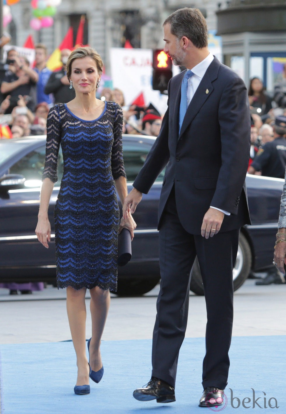 Los Reyes Felipe y Letizia a su llegada a la entrega de los Premios Príncipe de Asturias 2014