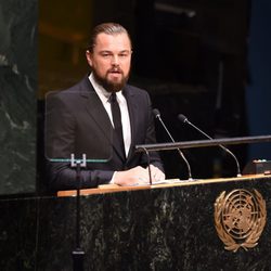 Leonardo DiCaprio en la cumbre del clima de Naciones Unidas en septiembre de 2014