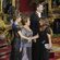 Ana Botella saludando a los Reyes Felipe y Letizia y a Michelle Bachelet en la cena de gala