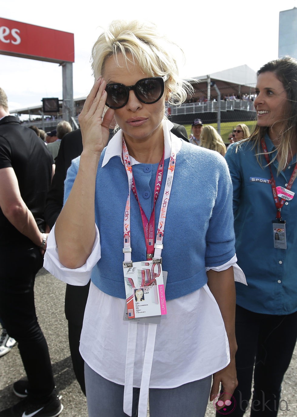 Pamela Anderson en el GP de Estados Unidos 2014