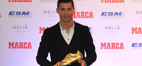 Cristino Ronaldo tras recibir la Bota de Oro 2014