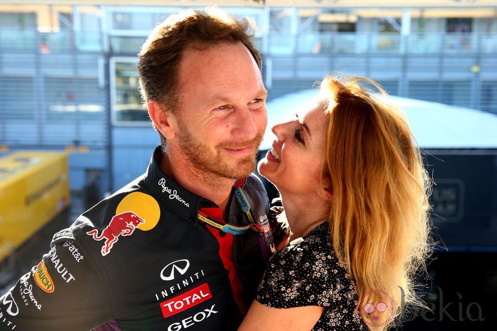 Geri Halliwell y su prometido Christian Horner muy cariñosos en el GP Italia de F1