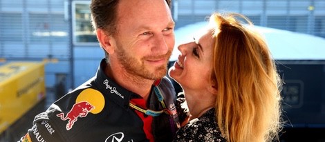 Geri Halliwell y su prometido Christian Horner muy cariñosos en el GP Italia de F1