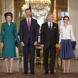 Los Reyes Felipe y Letizia con los Reyes de Bélgica en su primera visita a Bélgica como Reyes de España