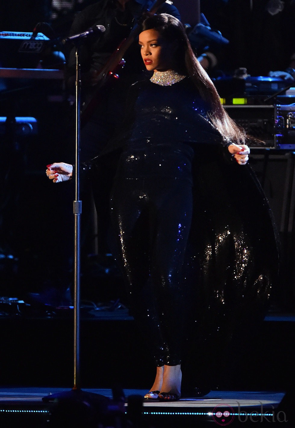 Rihanna durante su actuación en Concert for Valor 2014