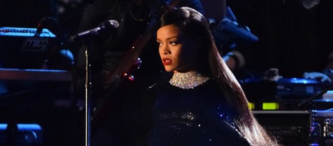 Rihanna durante su actuación en Concert for Valor 2014