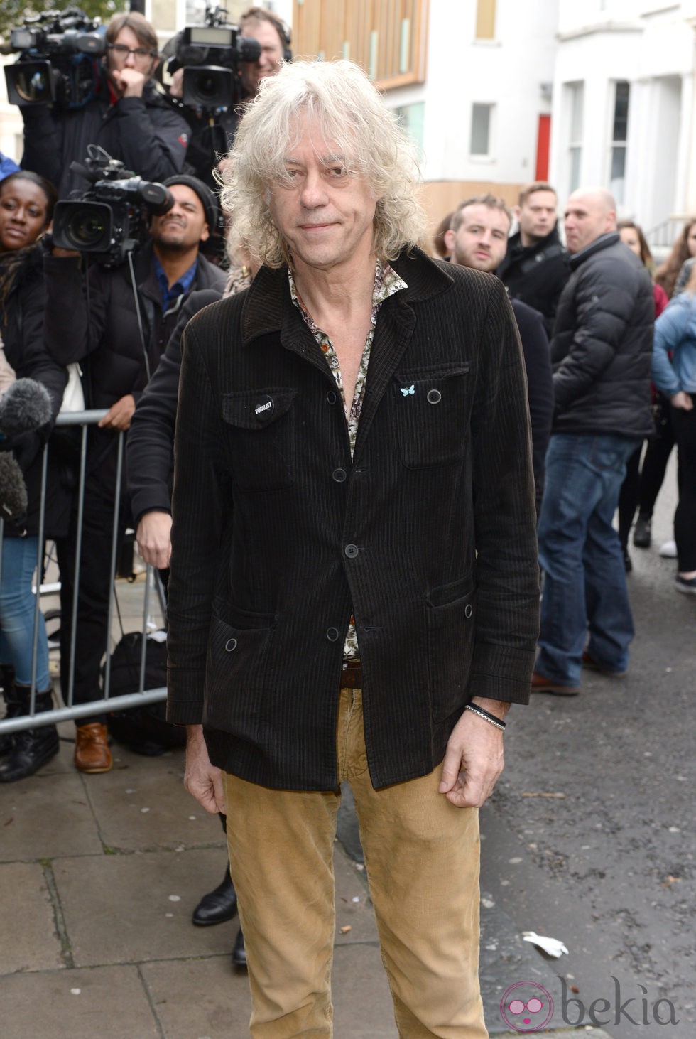Bob Geldof a su llegada al estudio para grabar la canción en apoyo al ébola