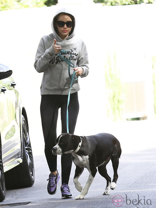 Miley Cyrus da un paseo con su perra Mary Jane por Los Angeles