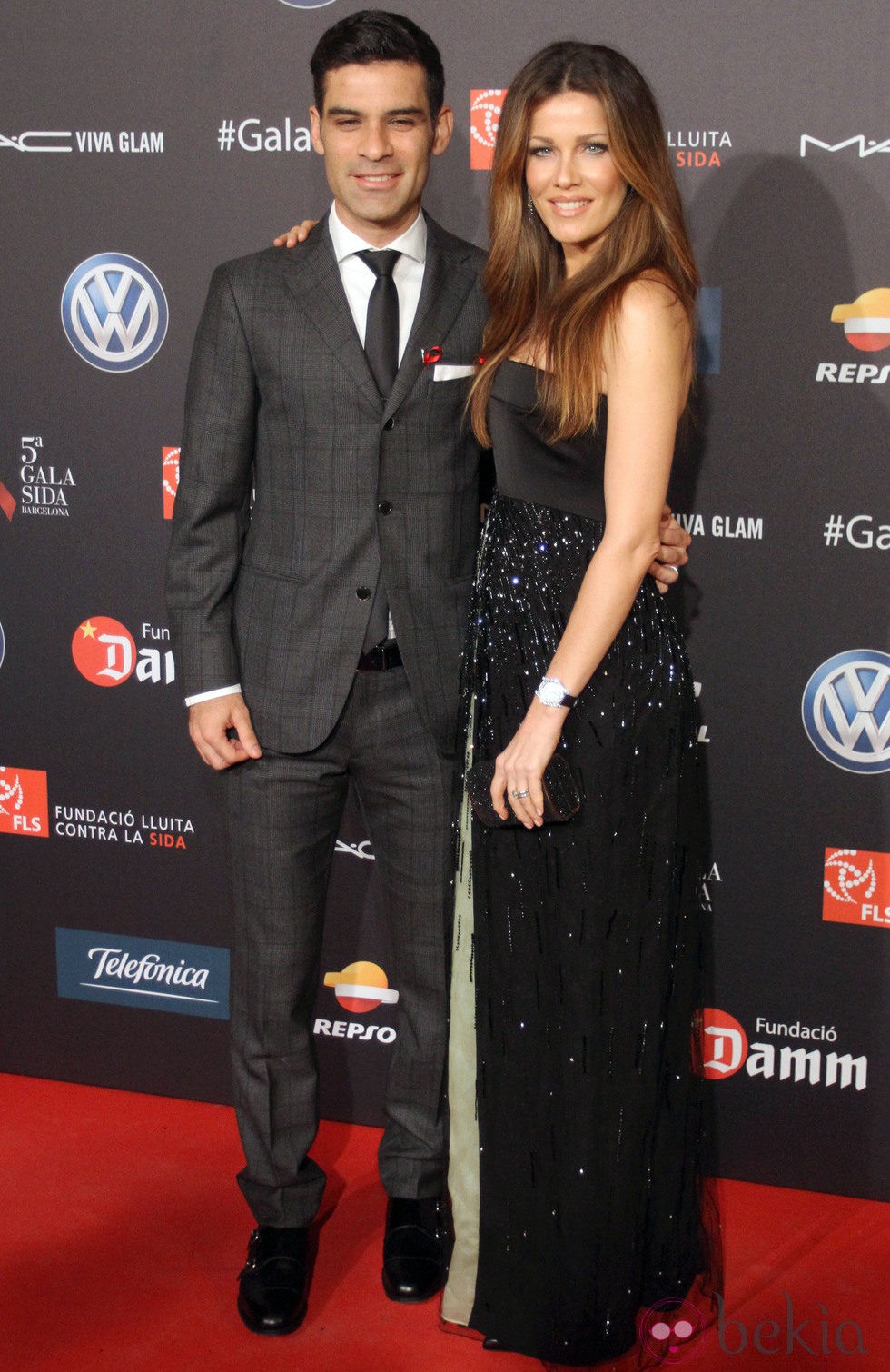 Jaydy Mitchel y Rafa Márquez en una gala benéfica contra el Sida en Barcelona