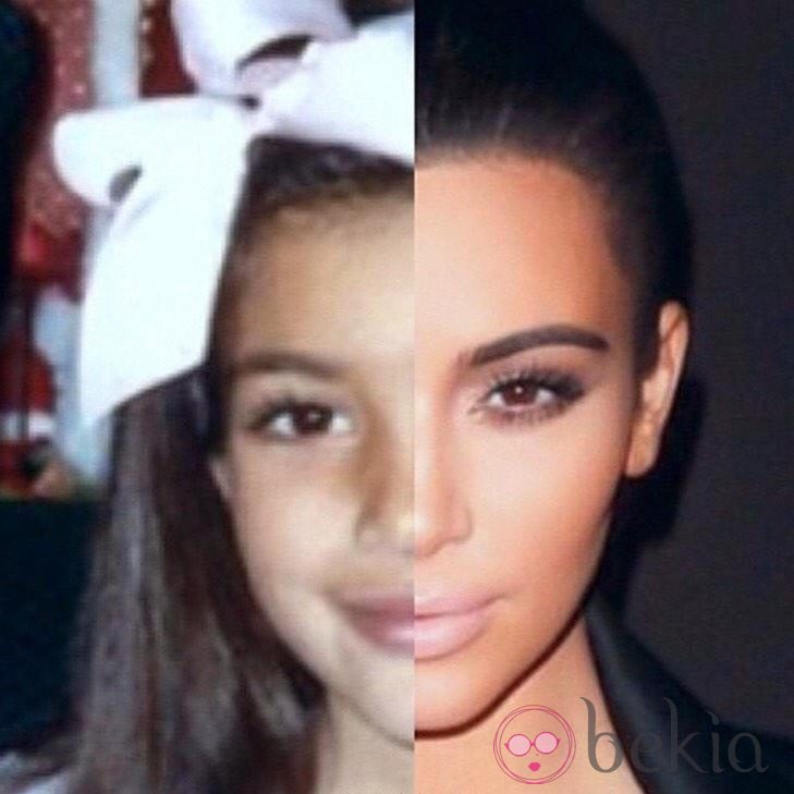 Kim Kardashian con 7 años y en la actualidad