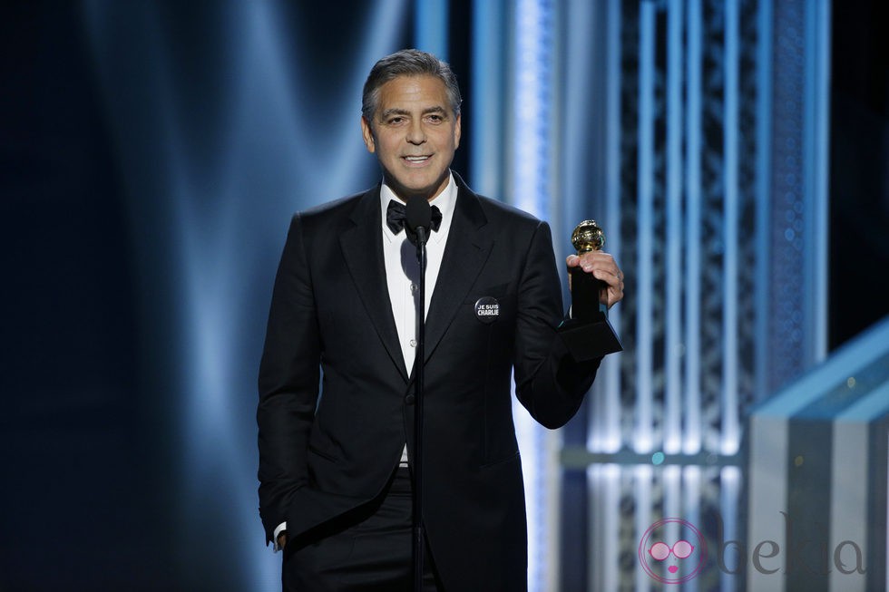 George Clooney dando su discurso al recoger el premio honorífico en los Globos de Oro 2015