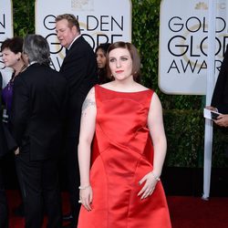 Lena Dunham en la alfombra roja de los Globos de Oro 2015