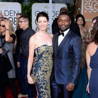 David y Jessica Oyelowo en la alfombra roja de los Globos de Oro 2015