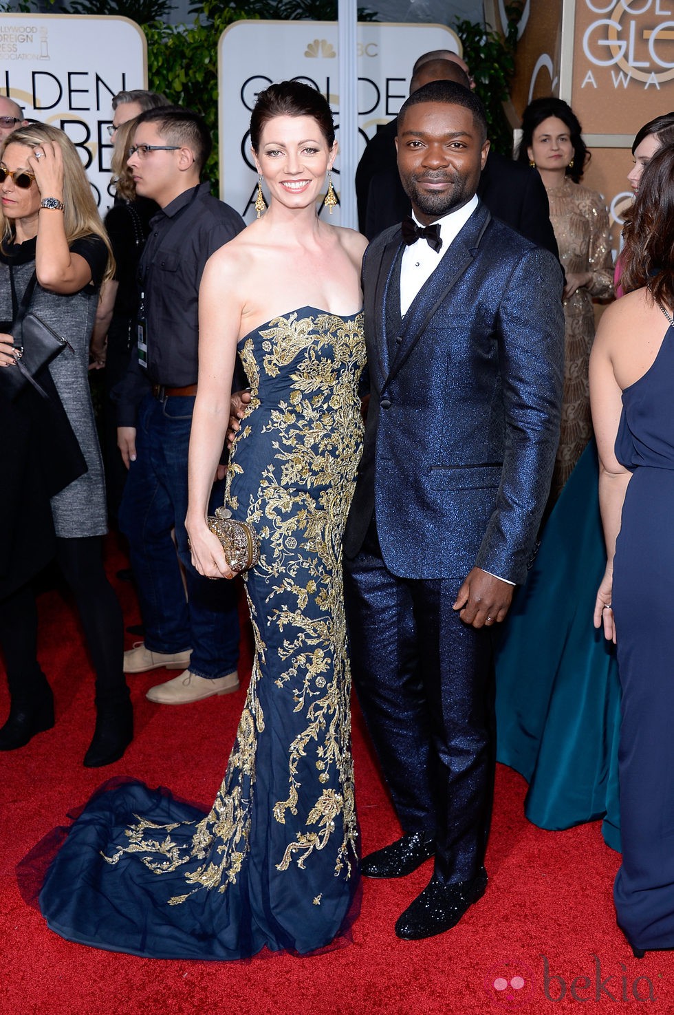 David y Jessica Oyelowo en la alfombra roja de los Globos de Oro 2015