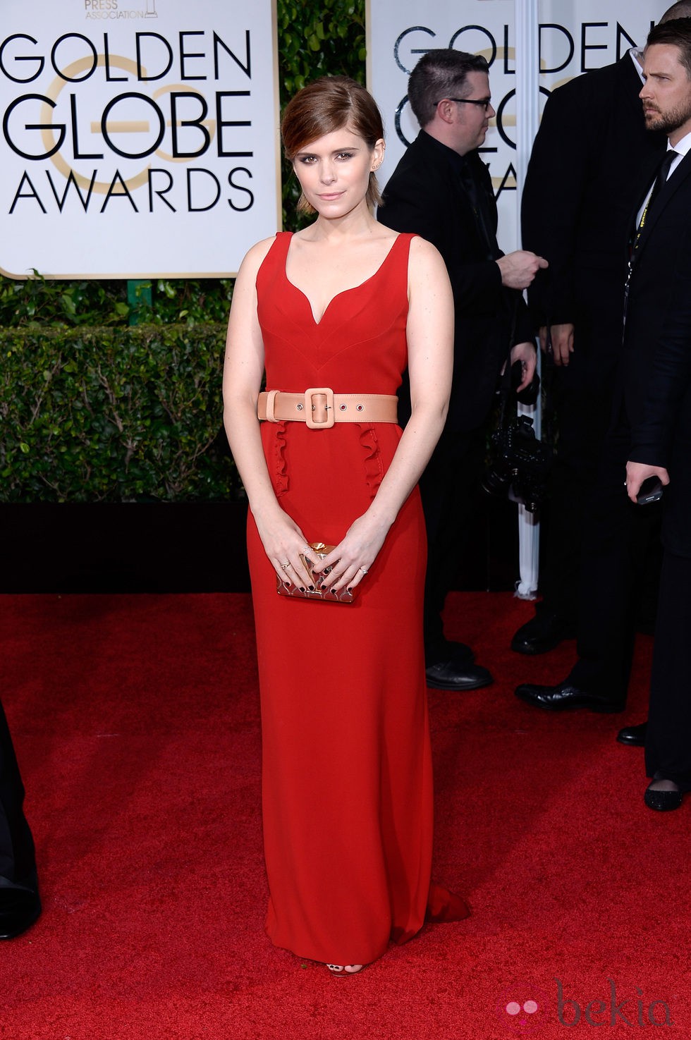 Kate Mara en la alfombra roja de los Globos de Oro 2015