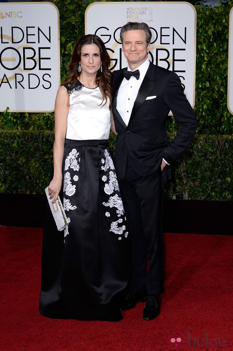 Livia y Colin Firth en la alfombra roja de los Globos de Oro 2015