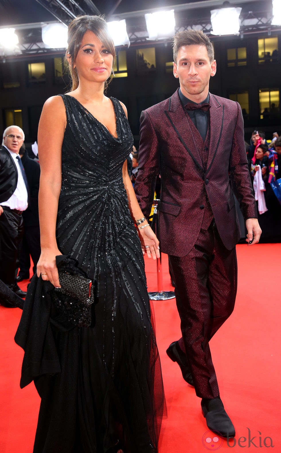 Leo Messi y Antonella Roccuzzo en la entrega del Balón de Oro 2014