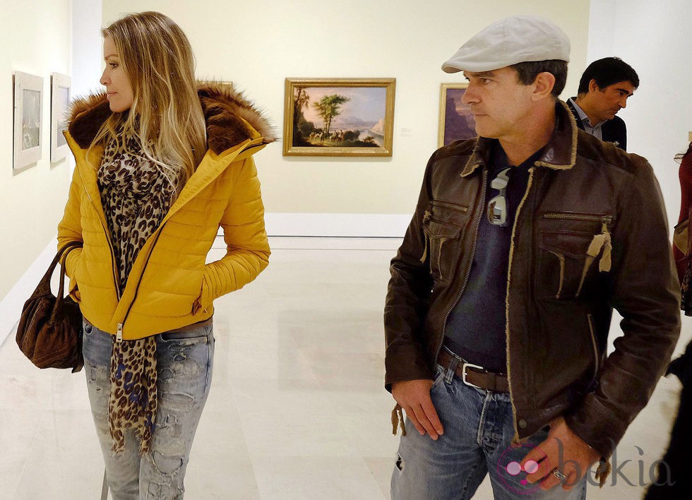 Antonio Banderas y Nicole Kimpel en el Museo Thyssen de Málaga