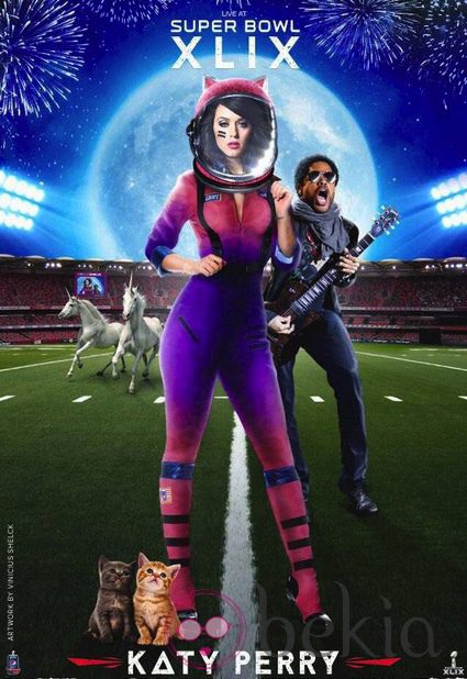 Katy Perry con Lenny Kravitz en el anuncio de la Super Bowl 2015