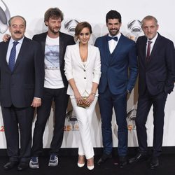 Tito Valverde, Eloy Azorín, Megan Montaner, Miguel Ángel Muñoz y Jordi Rebellón en la fiesta del 25 aniversario de Antena 3