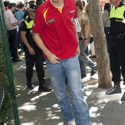 Víctor Claver en la celebración de la victoria del Eurobasket 2011