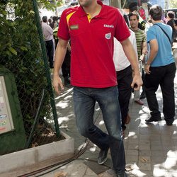Felipe Reyes en la celebración de la victoria del Eurobasket 2011