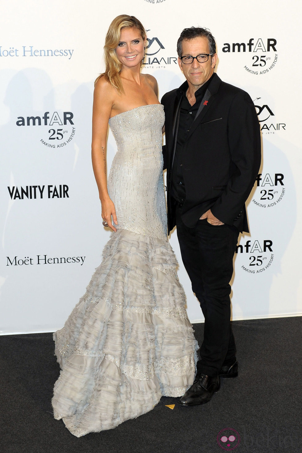 Heidi Klum y Kenneth Cole en la gala amfAr de la Milán Fashion Week 2011