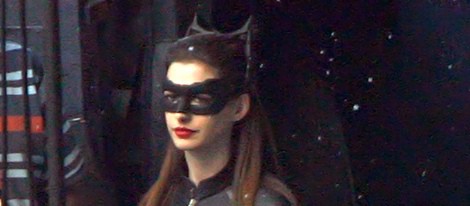 Anne Hathaway en el rodaje de 'El caballero oscuro: la leyenda renace'