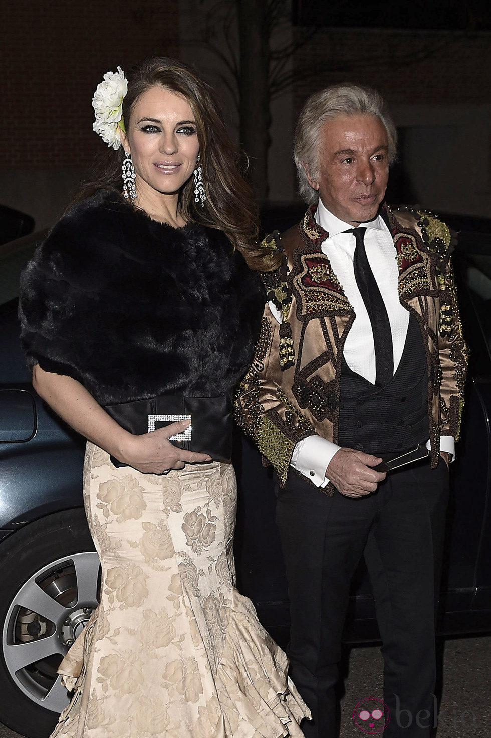 Liz Hurley y Giancarlo Giammetti en la fiesta en honor a Valentino celebrada en Madrid