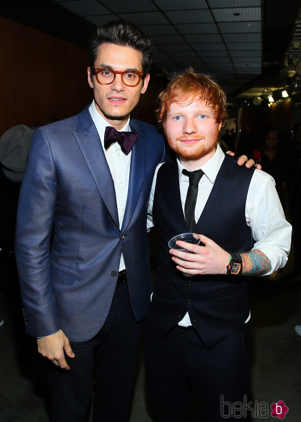 John Mayer y Ed Sheeran en los premios Grammy 2015