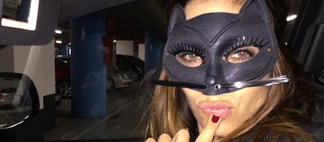 Melissa Jiménez disfrazada de Cat Woman en Carnaval