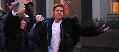 Carly Rae Jepsen y Justin Bieber en el rodaje de un anuncio en Nueva York