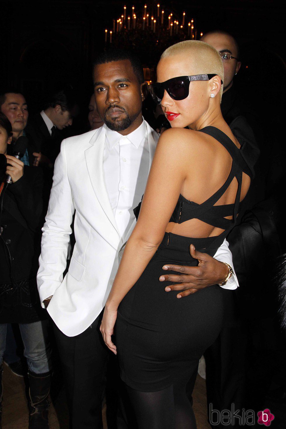 Kanye West y Amber Rose en el desfile de Givenchy durante la Paris Fashion Week 2010