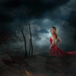 Edurne con un vestido rojo en el videoclip de 'Amanecer'