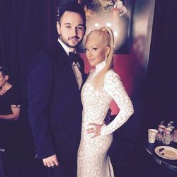 Matthew Rutler y Christina Aguilera en la fiesta Vanity Fair tras los Oscar 2015