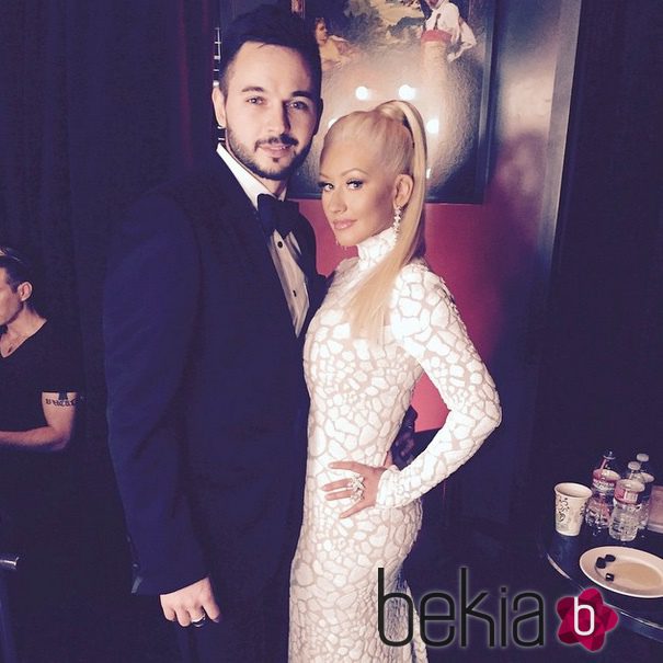 Matthew Rutler y Christina Aguilera en la fiesta Vanity Fair tras los Oscar 2015